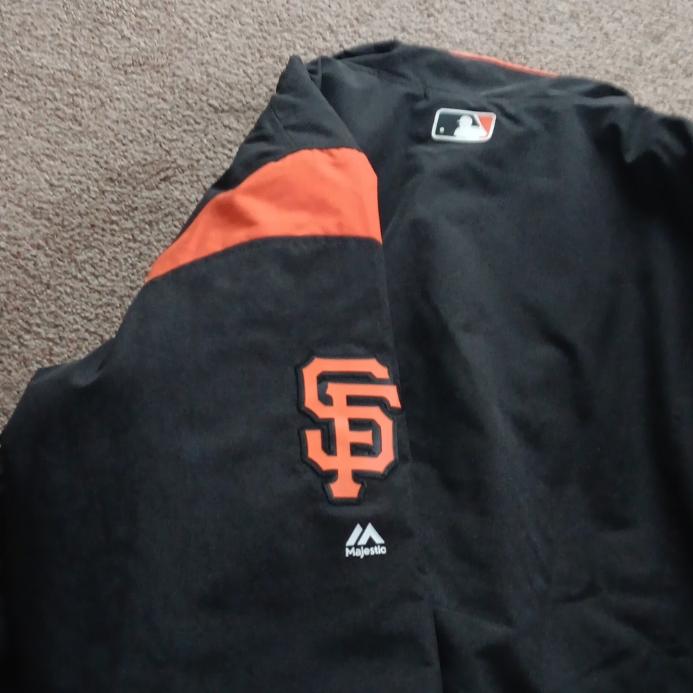 Mens Majestic San Francisco Black Giants On Therma Base Jacket - Picture 8 of 10